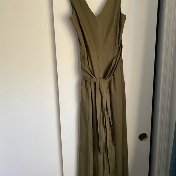J. Crew poplin tie waist jumpsuit olive size 2 - Picture 4 of 4